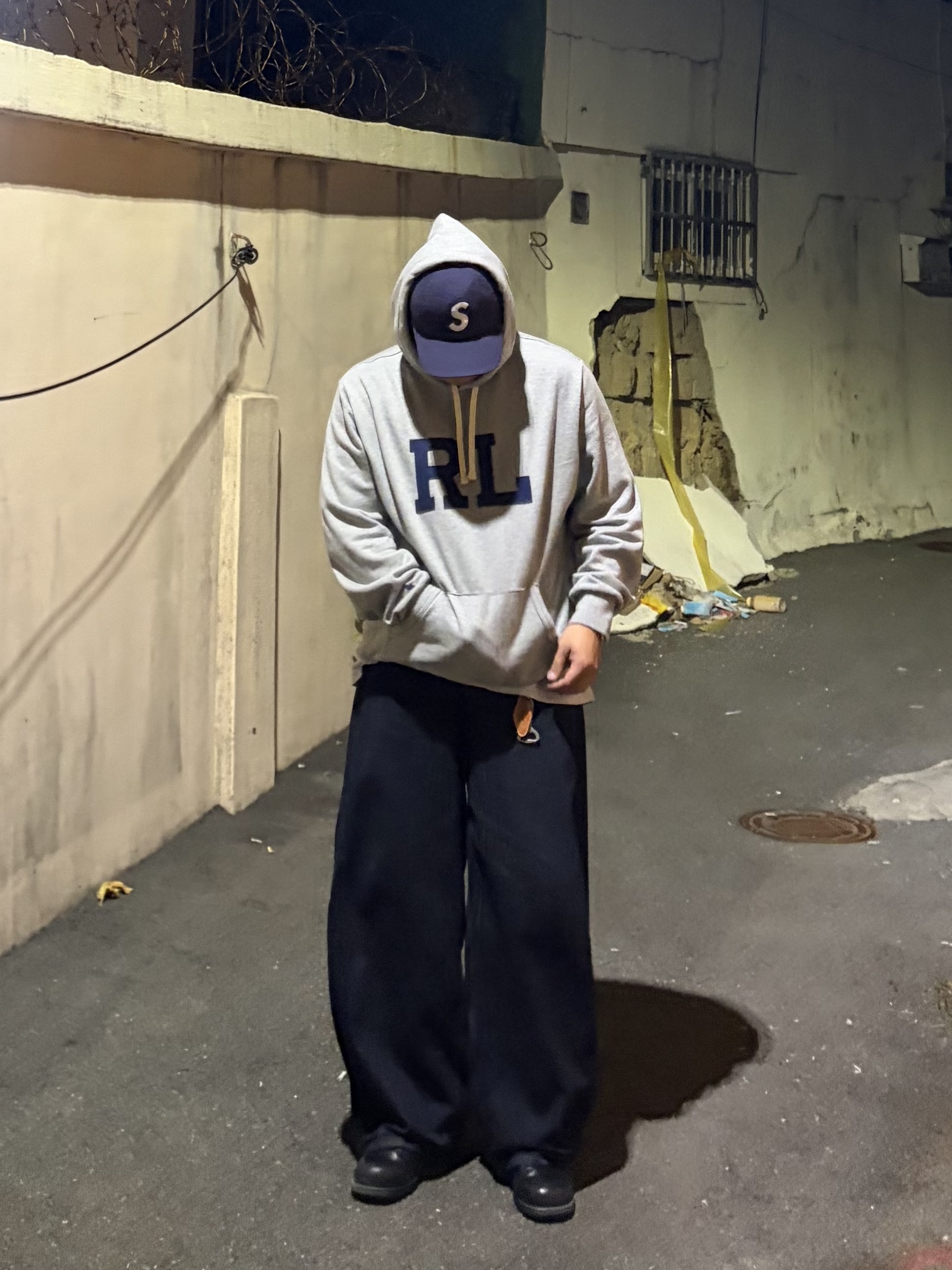noun Wide Curved Denim Pants One Washed 착용 스타일 - 1