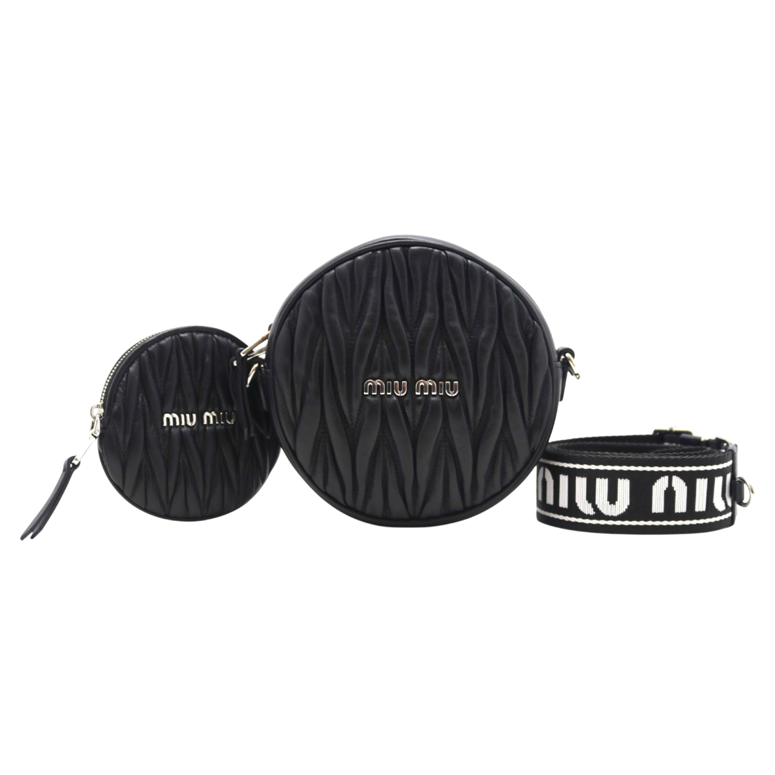 ITP7H8S3L798 Miu Miu Matelasse Logo Strap Round Bag 5BH191