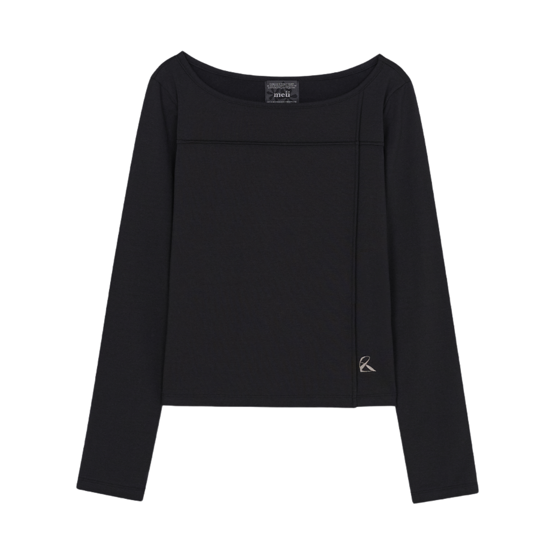 리오므 크로스 핀턱 보트넥 롱슬리브 티 블랙(Riomeu Cross Pin Tuck Boat Neck Long Sleeve Black)