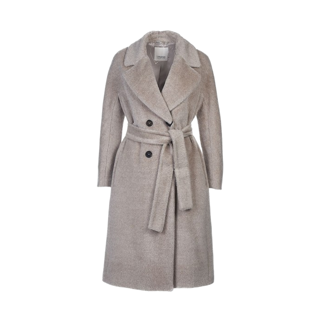 ZEFIR-001 (W) S Max Mara Zefir Alpaca Wool Belted Coat Beige