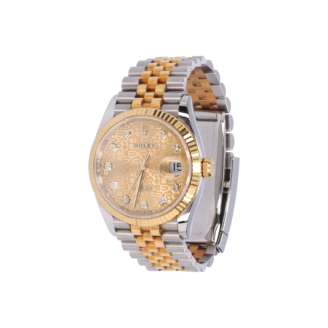IT3CF7WOKN4U Rolex Datejust 36mm Steel and Yellow Gold with 10 Diamonds