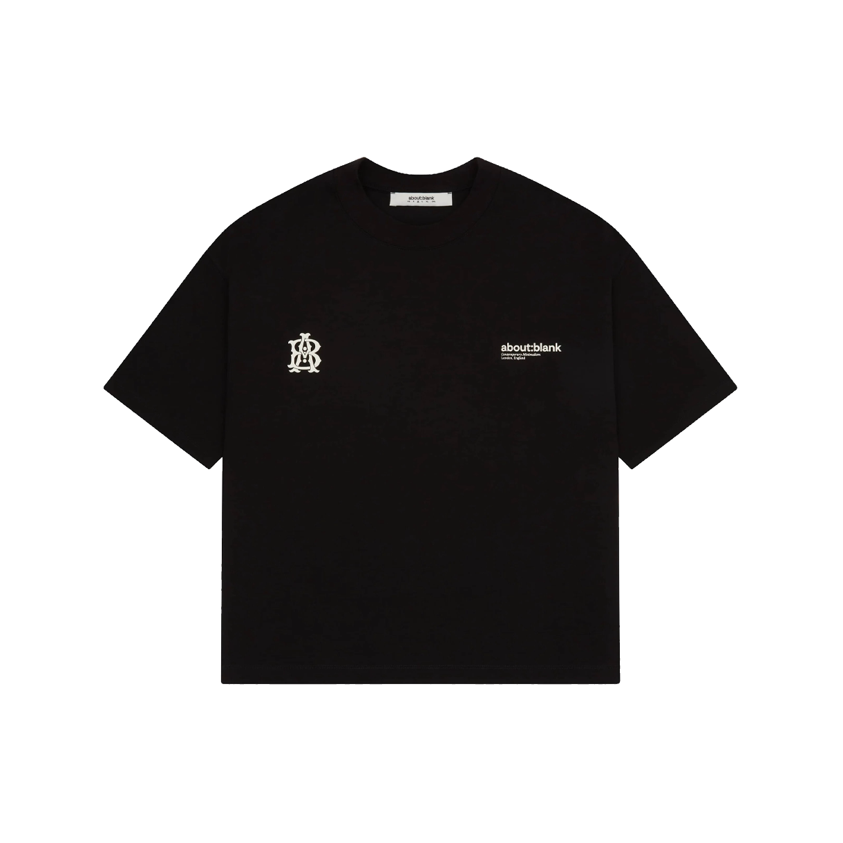 [KREAM 단독] 어바웃 블랭크 듀얼 로고 티셔츠 블랙 에크루 - 26SS([KREAM 단독] About:Blank Dual Logo T-Shirt Black Ecru - 26SS)