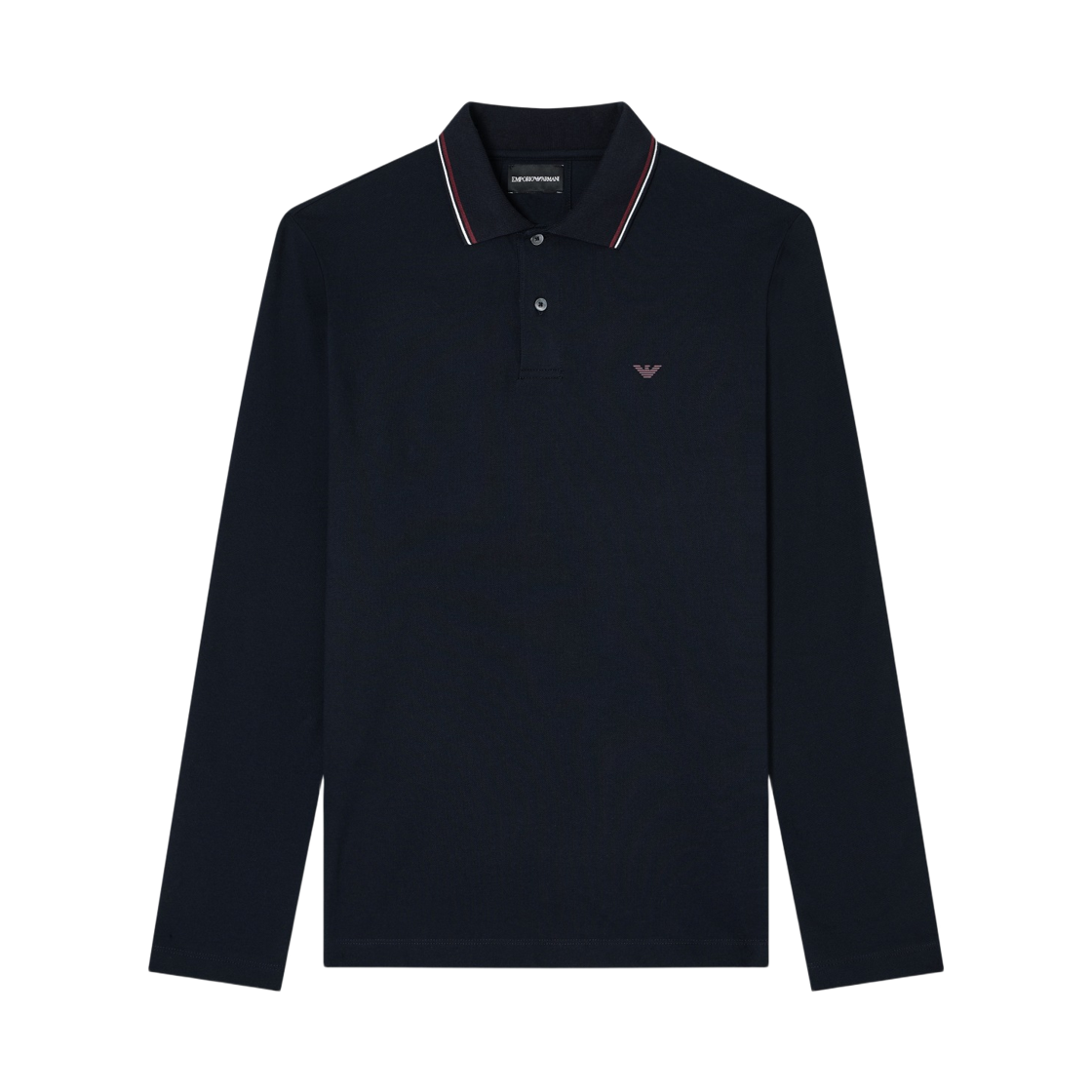 8N1FB51JPTZ0920 Emporio Armani Micro Eagle Embroidery Long Sleeve Polo Shirt Navy Blue