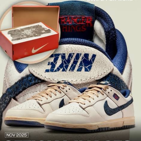 Nike x Stranger Things Dunk Low Phantom and Midnight Navy 착용 스타일
