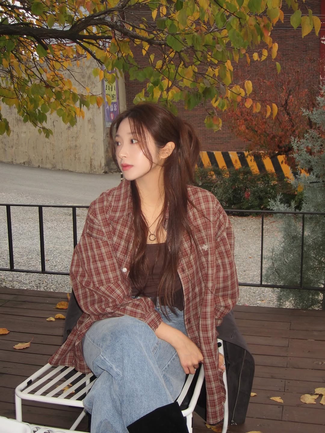SLOW RECORD HOUSE Kane Check Shirt Brick 착용 스타일 - 1