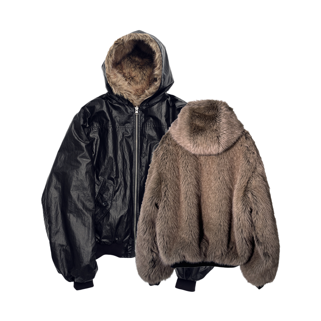 코드 코티드 리버시블 퍼 자켓 코티드 블랙(Cord Coated Reversible Fur Jacket Coated Black)