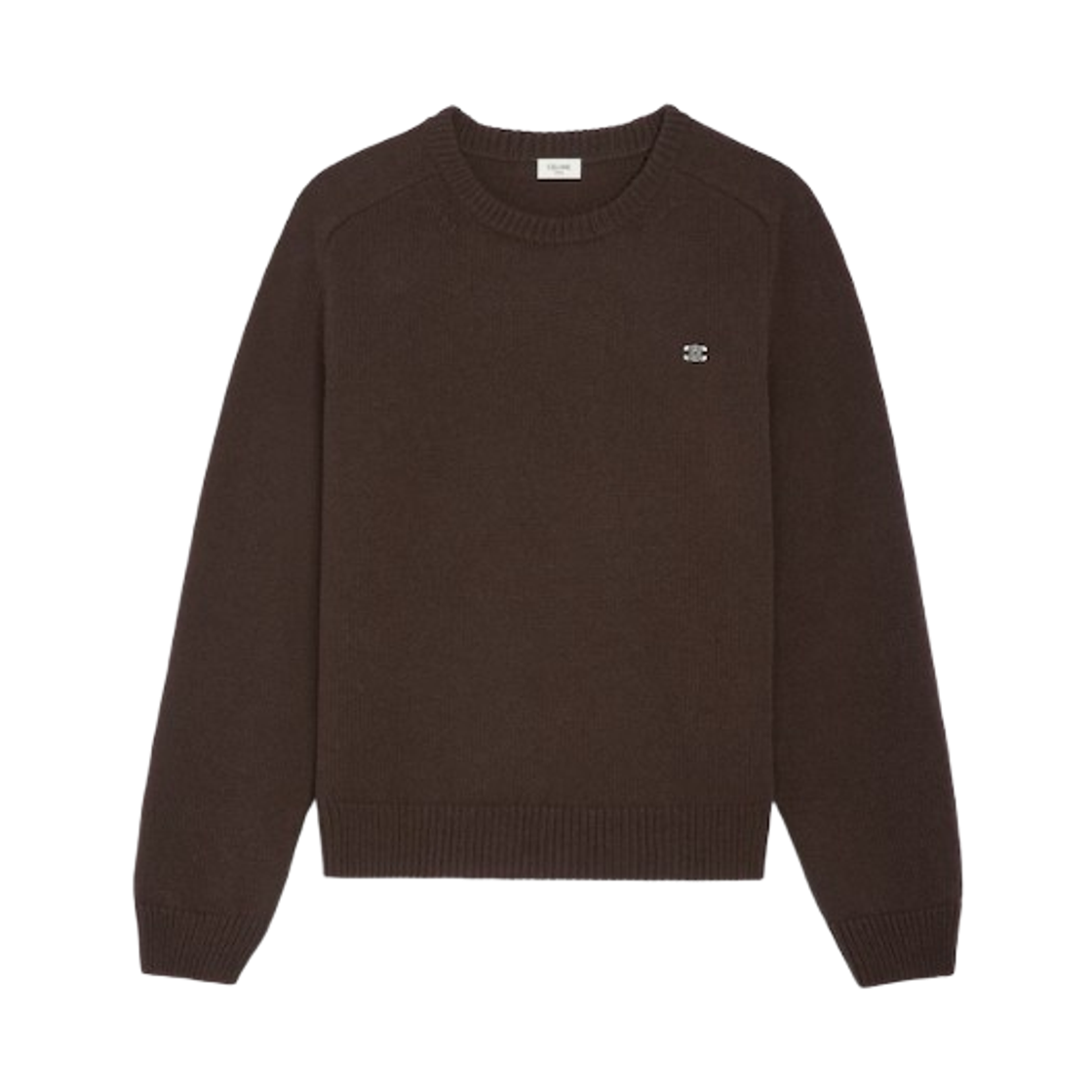 2AC85048T-19BR Celine Crew Neck Sweater Wool Cashmere Triomphe Brown