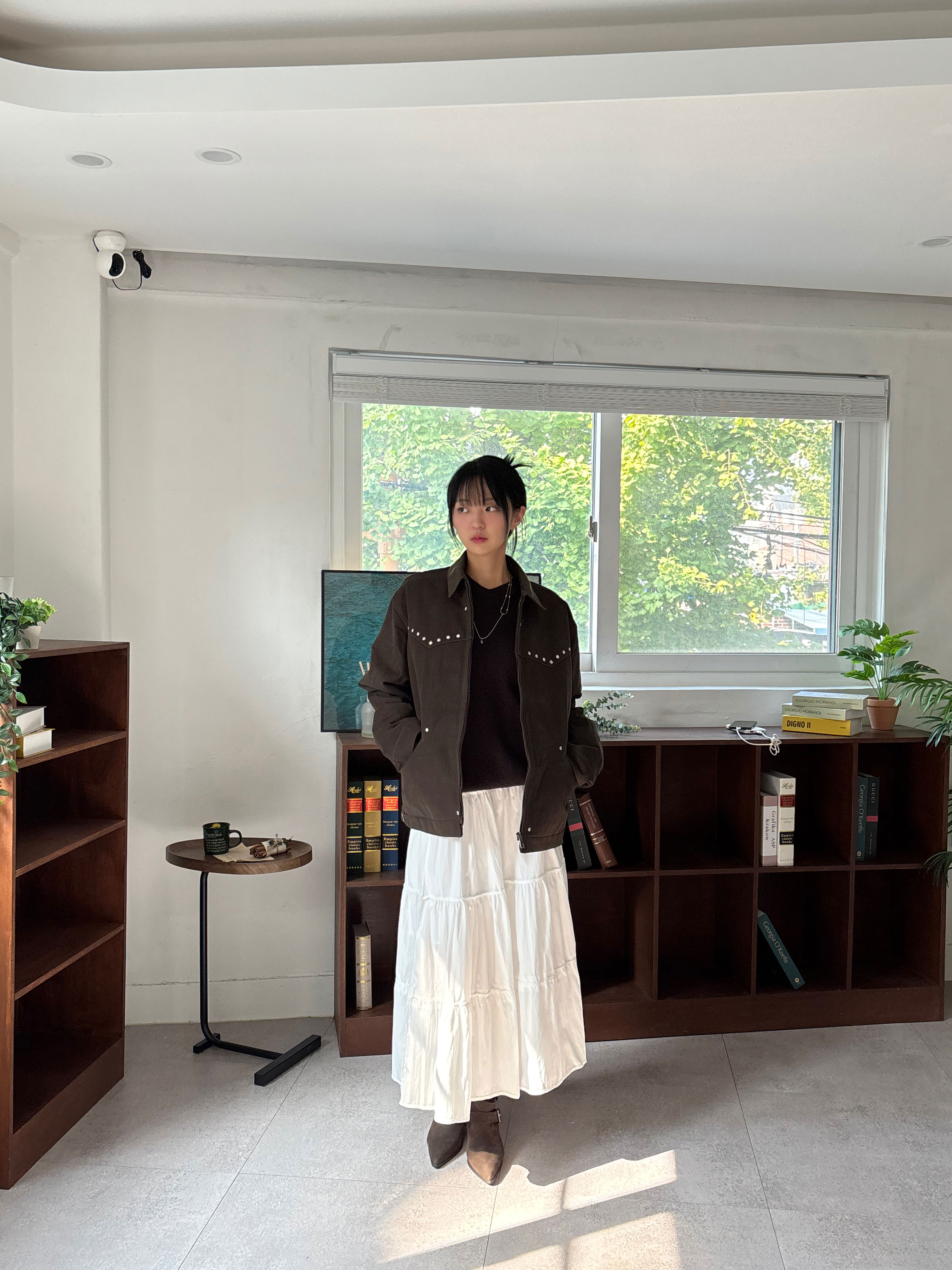 Riomeu Western Twill Washed Work Jacket Brown 착용 스타일 - 2