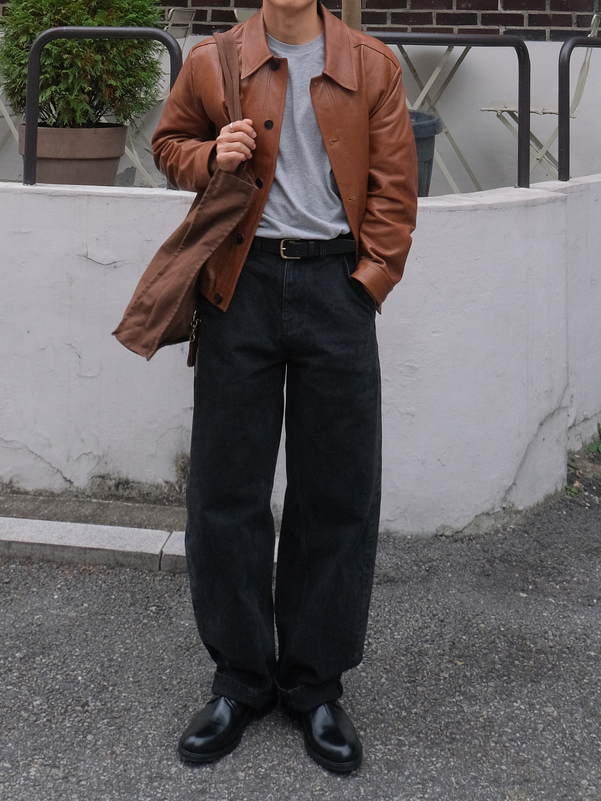 noun Balanced Denim Pants Black 착용 스타일 - 2
