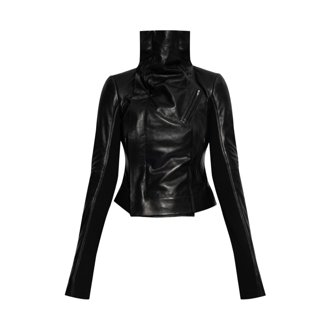 (W) 릭 오웬스 클래식 바이커 레더 자켓 블랙((W) Rick Owens Classic Biker Leather Jacket Black) - 1