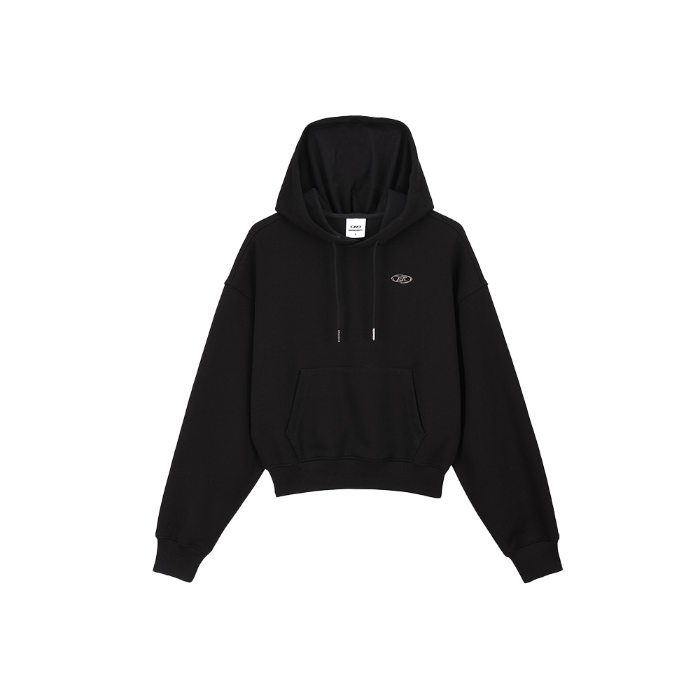 BG3WHT166BK BORN TO WIN W Silver B Crop Hoodie Black