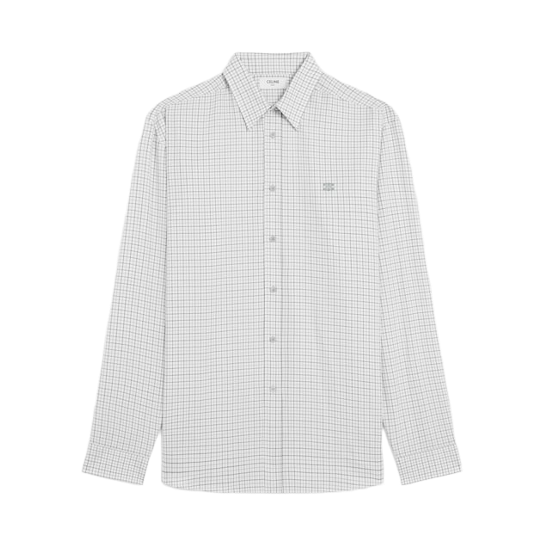 RC07L626R-97IA Celine Relaxed Shirt in Checked Cotton Twill Ivory Grey