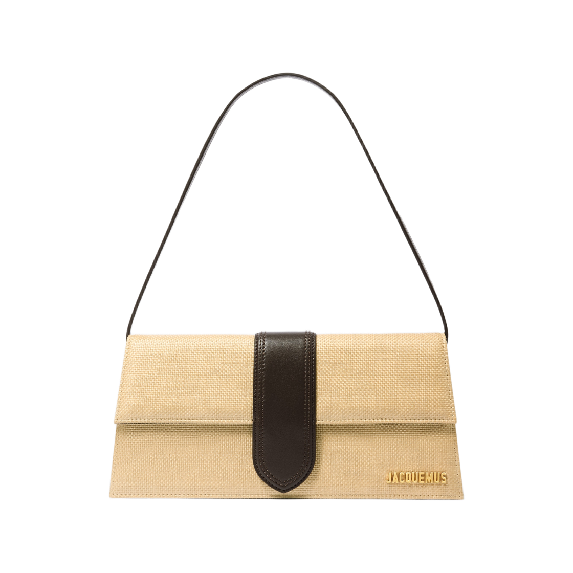 BAW00013AW0-0511-1FF Jacquemus Long Bambino Flap Bag Natural Dark Brown