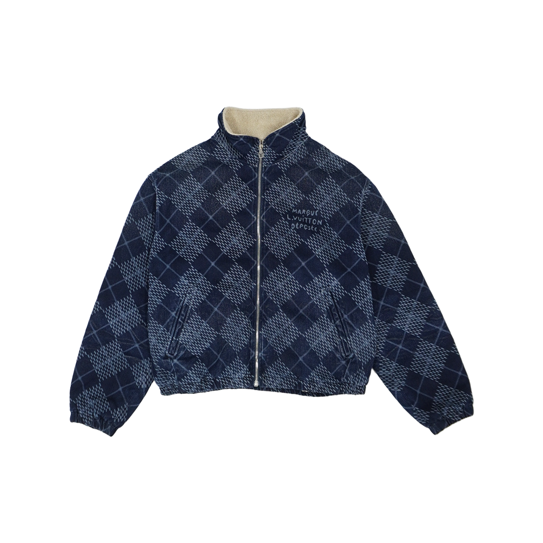 IT79LD8FGW8S Louis Vuitton Denim Fleece Zip-Up Jacket