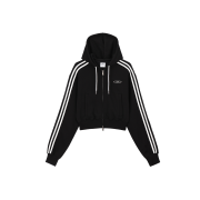 BORN TO WIN W Chrome B Track Line Crop Hoodie Zip-Up Black