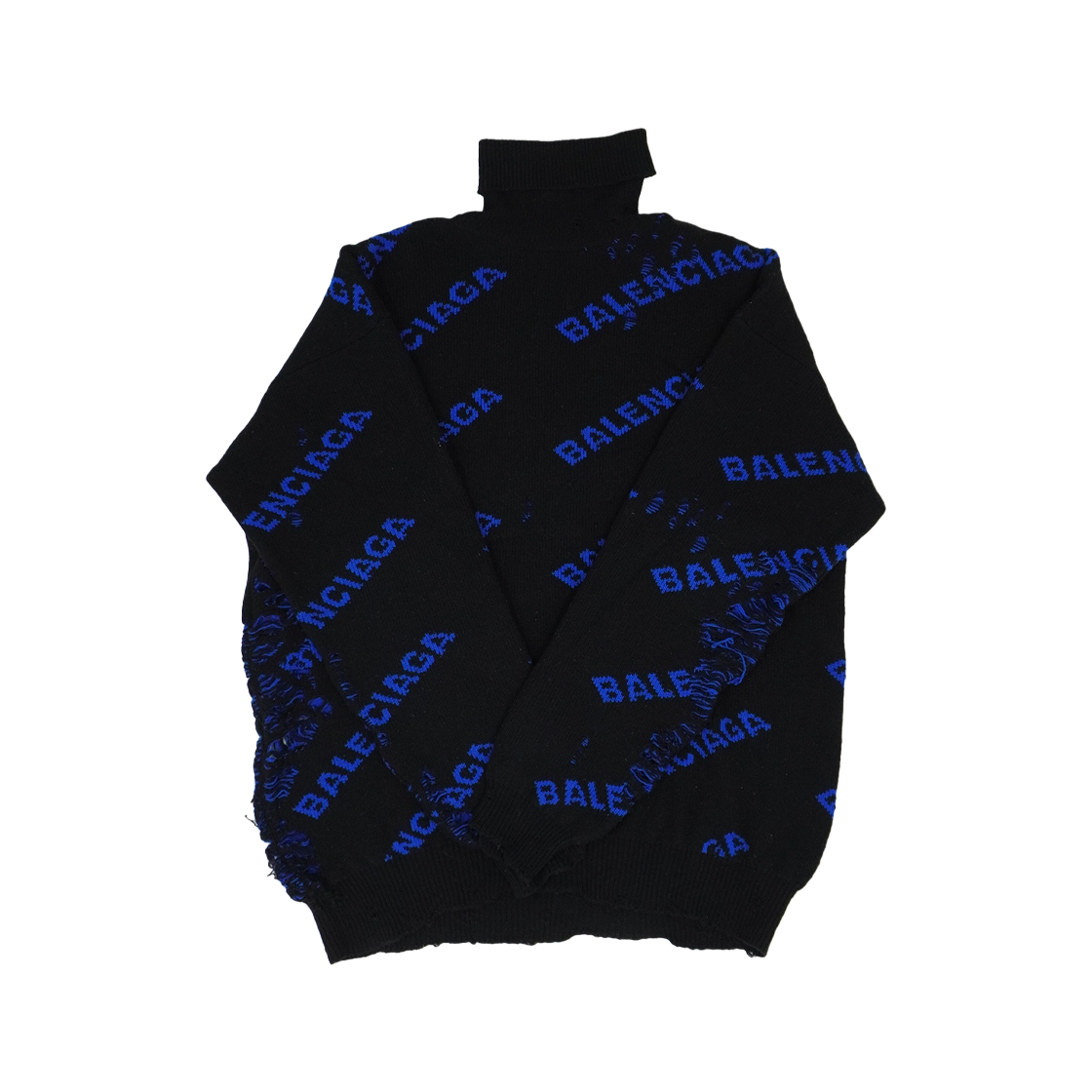 ITLSHRARD396 Balenciaga Logo Turtleneck Knit - Blue & Black