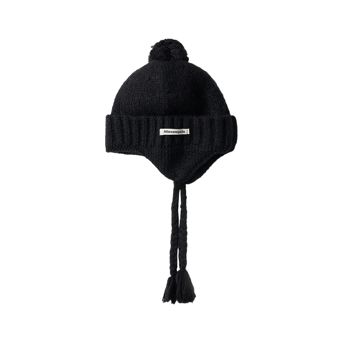올인컴플리트 폴드 벨 이어플랩 비니 블랙(Allincomplete Folded Bell Earflap Beanie Black)