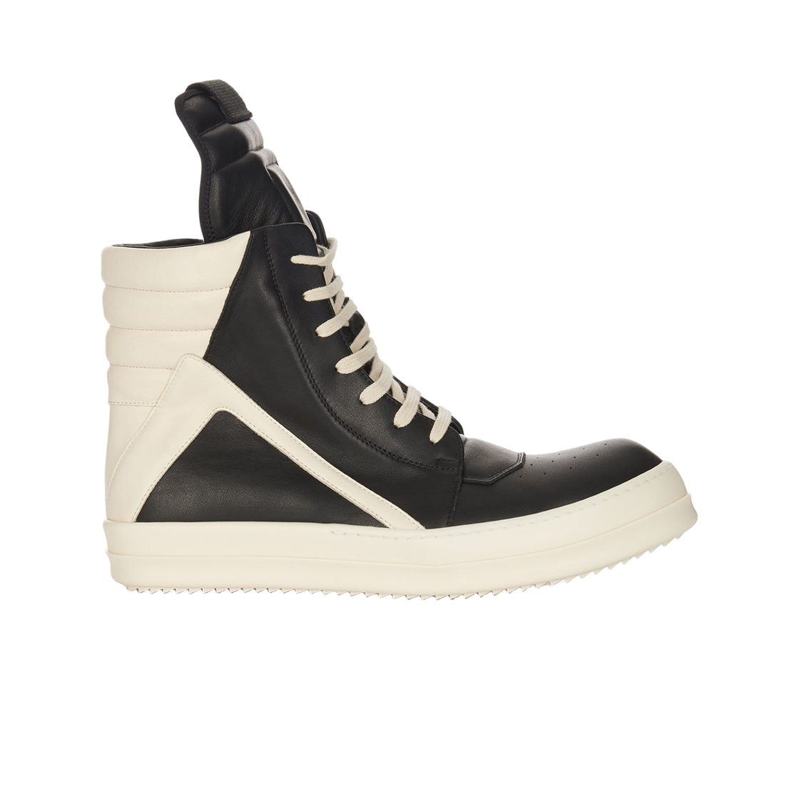 (W) 릭 오웬스 지오바스켓 레더 스니커즈 블랙 밀크((W) Rick Owens Geobasket Leather Sneakers Black Milk) - 1