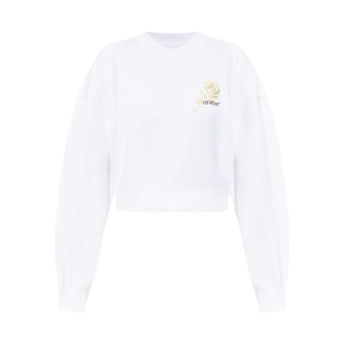 OWBA079S25FLE0010110 (W) Off-White Roses Arrow Cropped Sweatshirt White