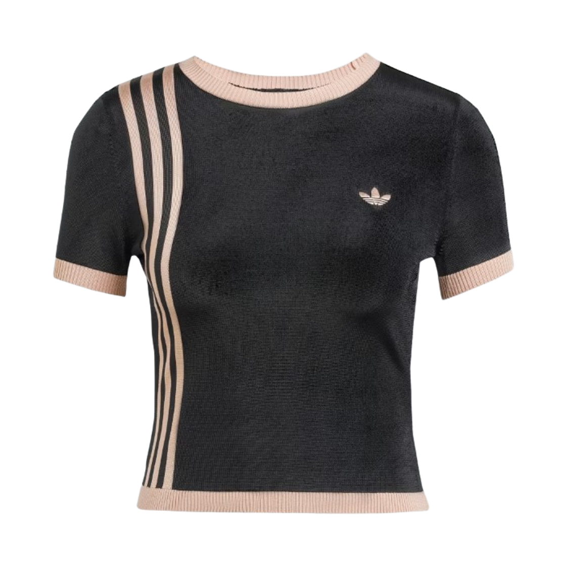 JJ0960 (W) Adidas Knitted 3-Stripes Short T-Shirt Black - KR Sizing