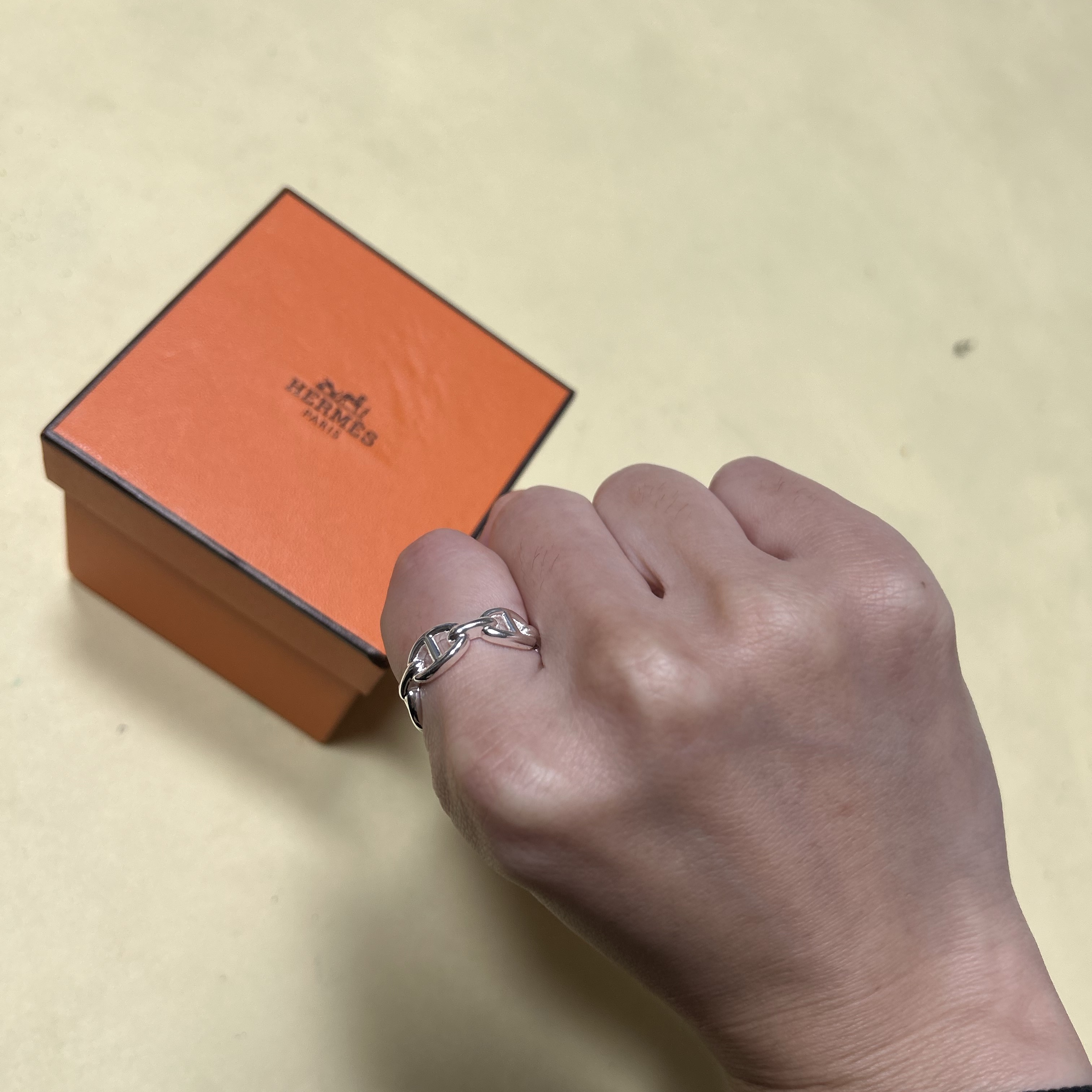 (W) Hermes Small Chaine D'Ancre Enchainee Ring Sterling Silver 착용 스타일 - 3