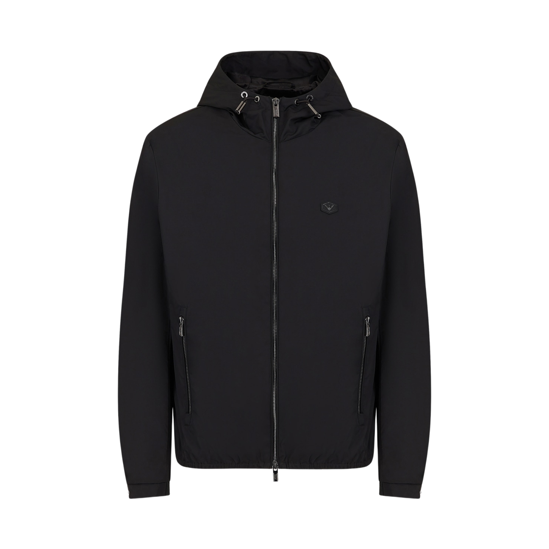 8N1BQ01NZQZ0999 Emporio Armani Logo Patch Detail Hoodie Nylon Blouson Black