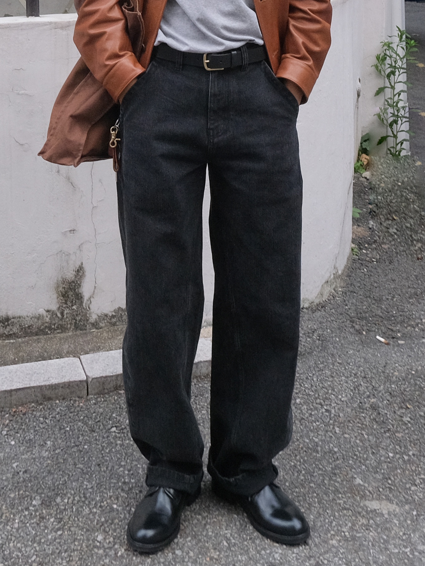 noun Balanced Denim Pants Black 착용 스타일 - 7