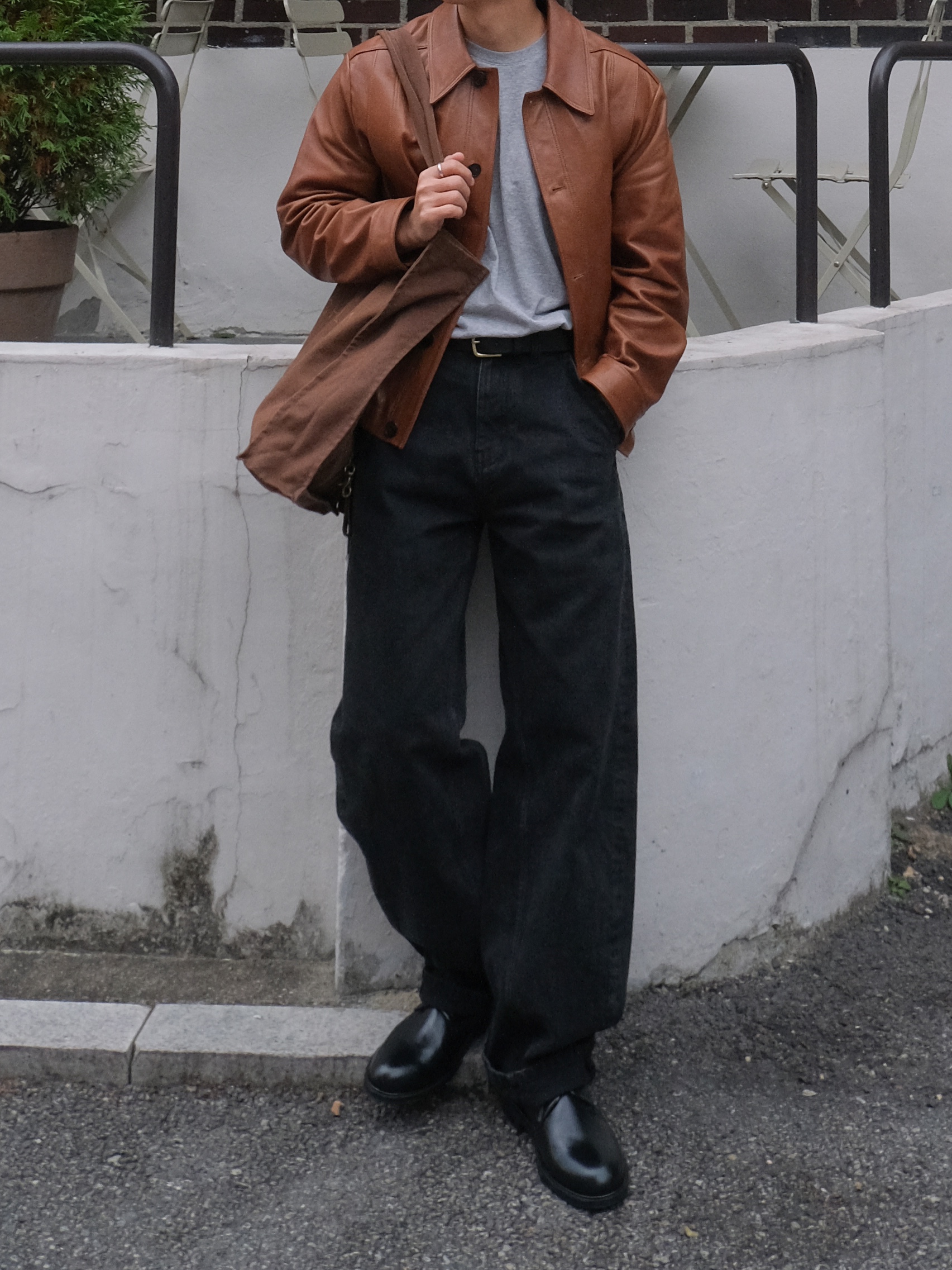 noun Balanced Denim Pants Black 착용 스타일 - 4