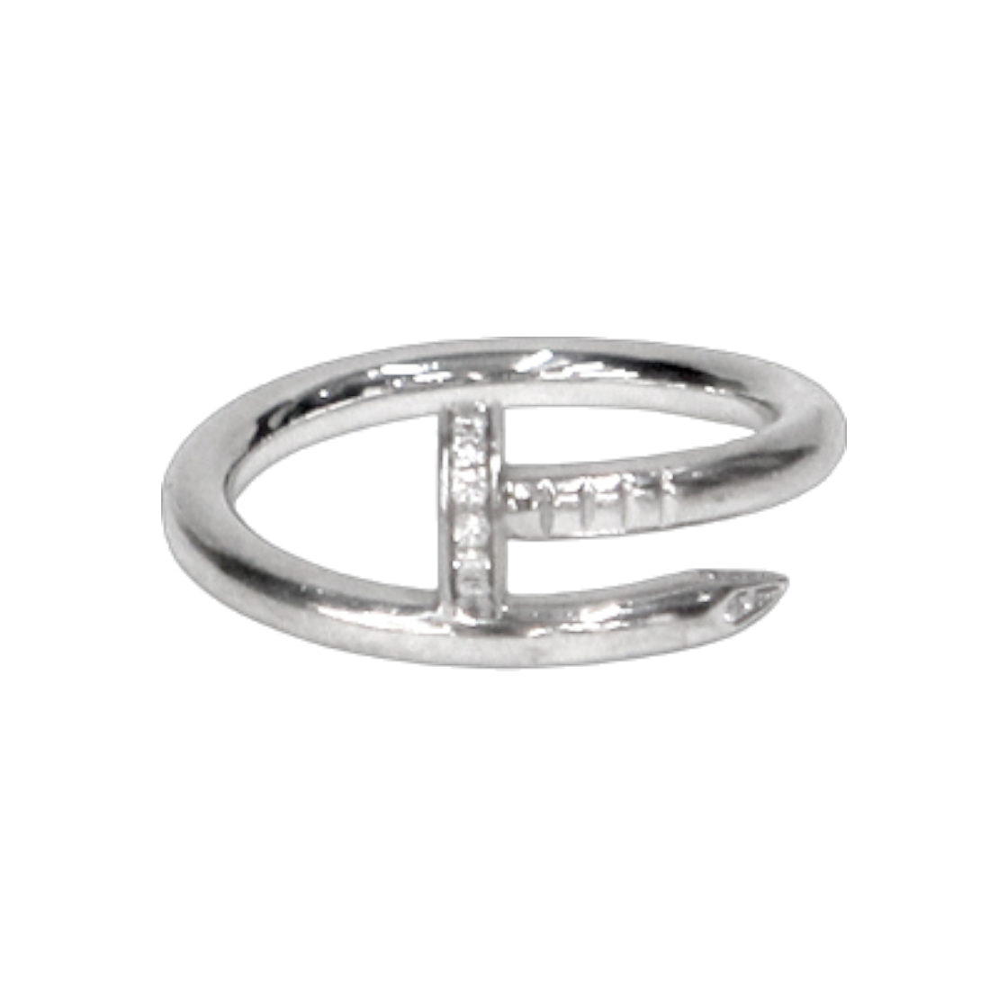 까르띠에 61호 750 18K 화이트 골드 저스트 앵 끌루 22P 다이아 반지 C-B39914(Cartier Juste un Clou Ring 18K White Gold with 22 Diamonds, Size 61)