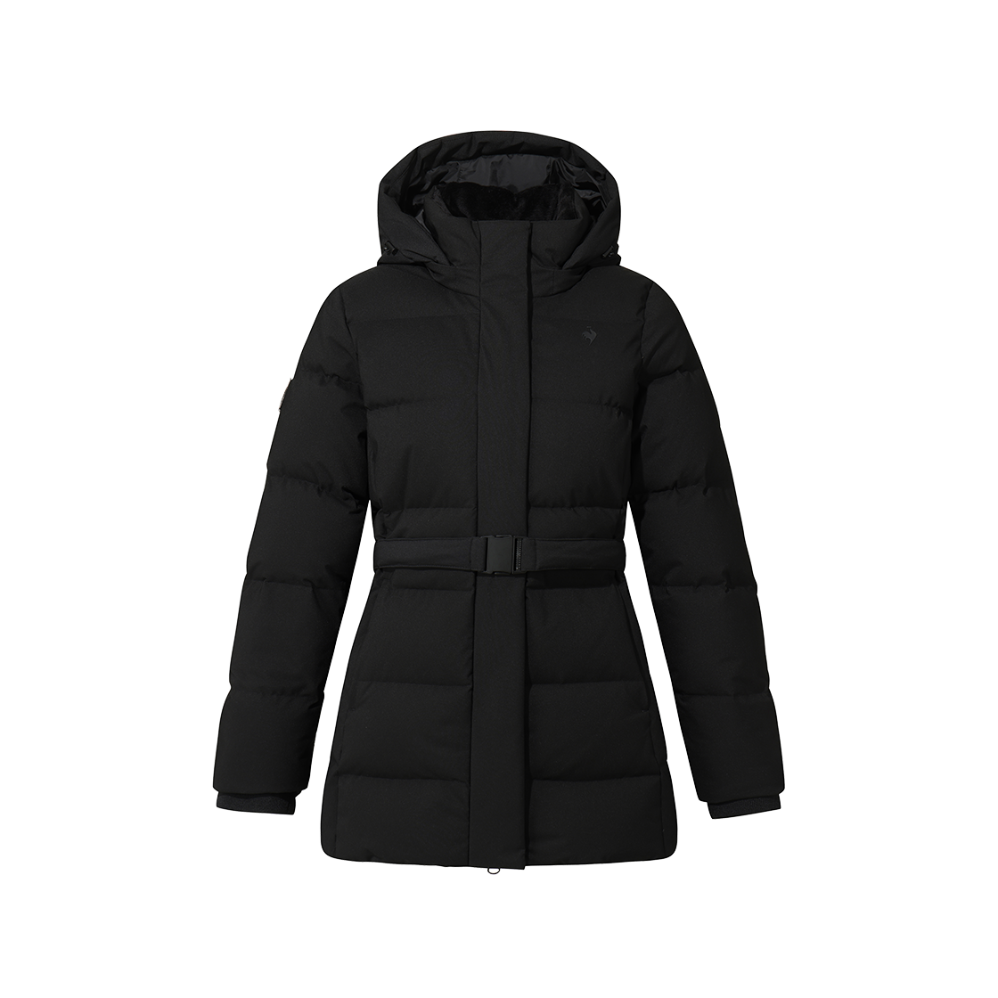 르꼬끄 스포르티브 여성 레귤러핏 중기장 구스 다운 자켓 - 블랙 QQ422ODJN1