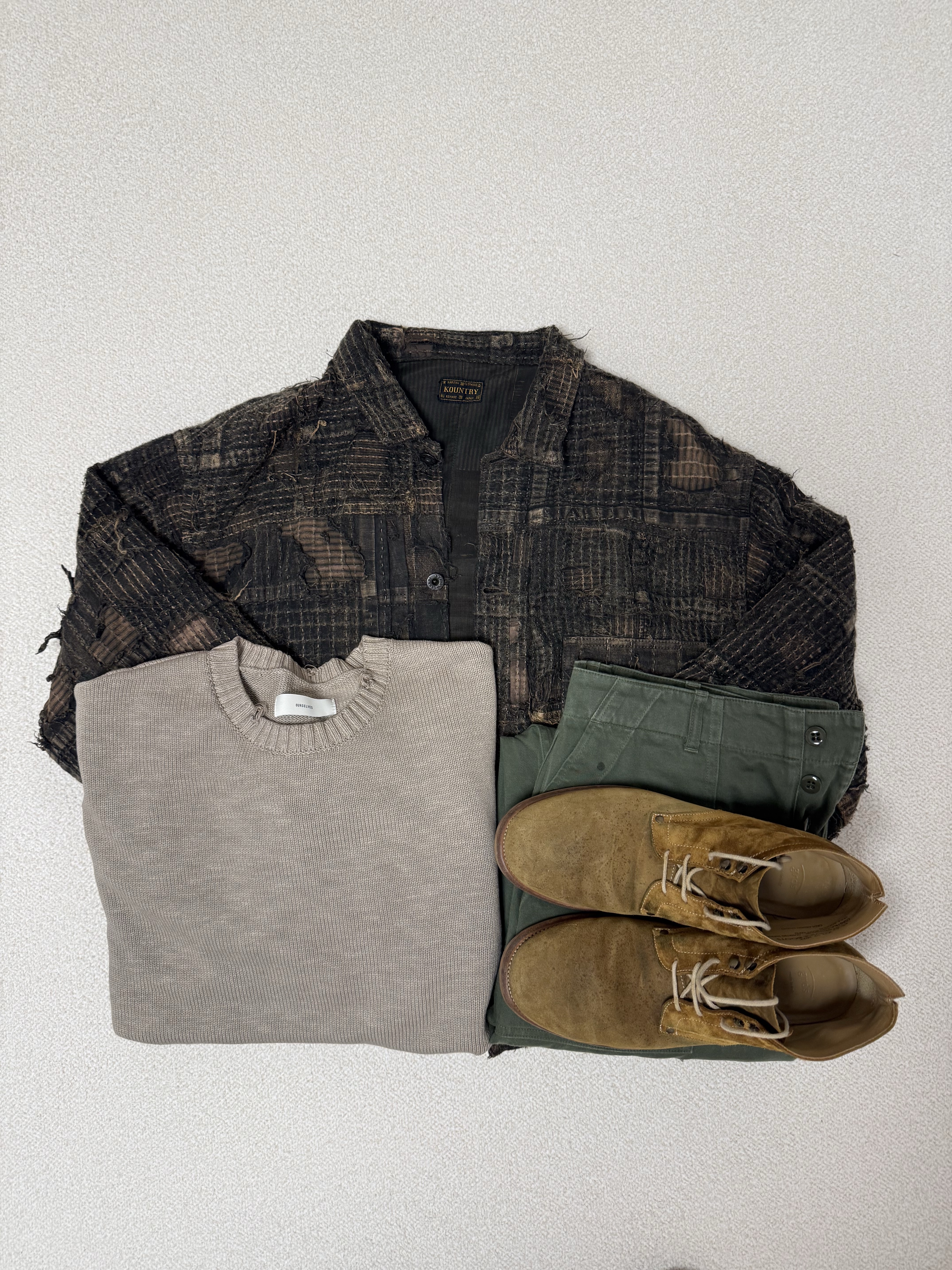 Kapital Black Tea-Core Boro Spring 1st Jacket Black 착용 스타일 - 1