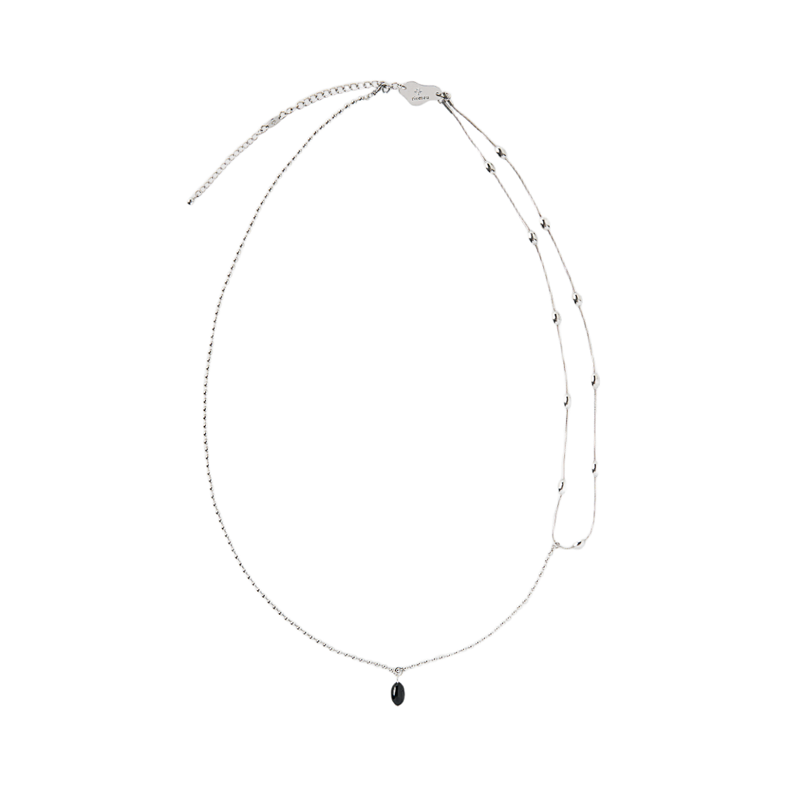 RioAN074 Riomeu Layered Long Drop Chain Necklace Black