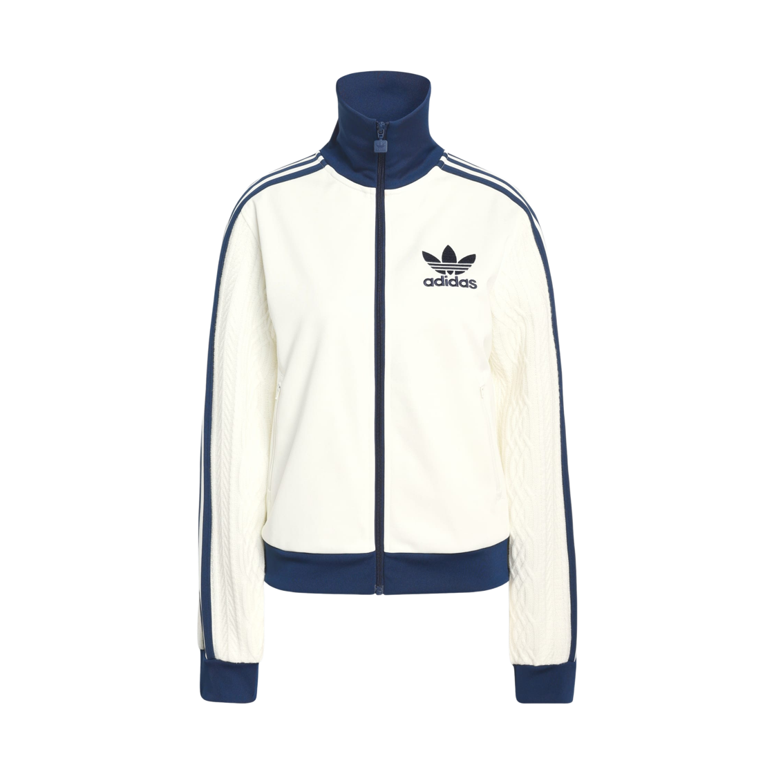 (W) 아디다스 오리지널스 니트 클래식 트랙탑 오프 화이트 - KR 사이즈((W) Adidas Originals Knitted Classic Track Top Off White - KR Sizing)