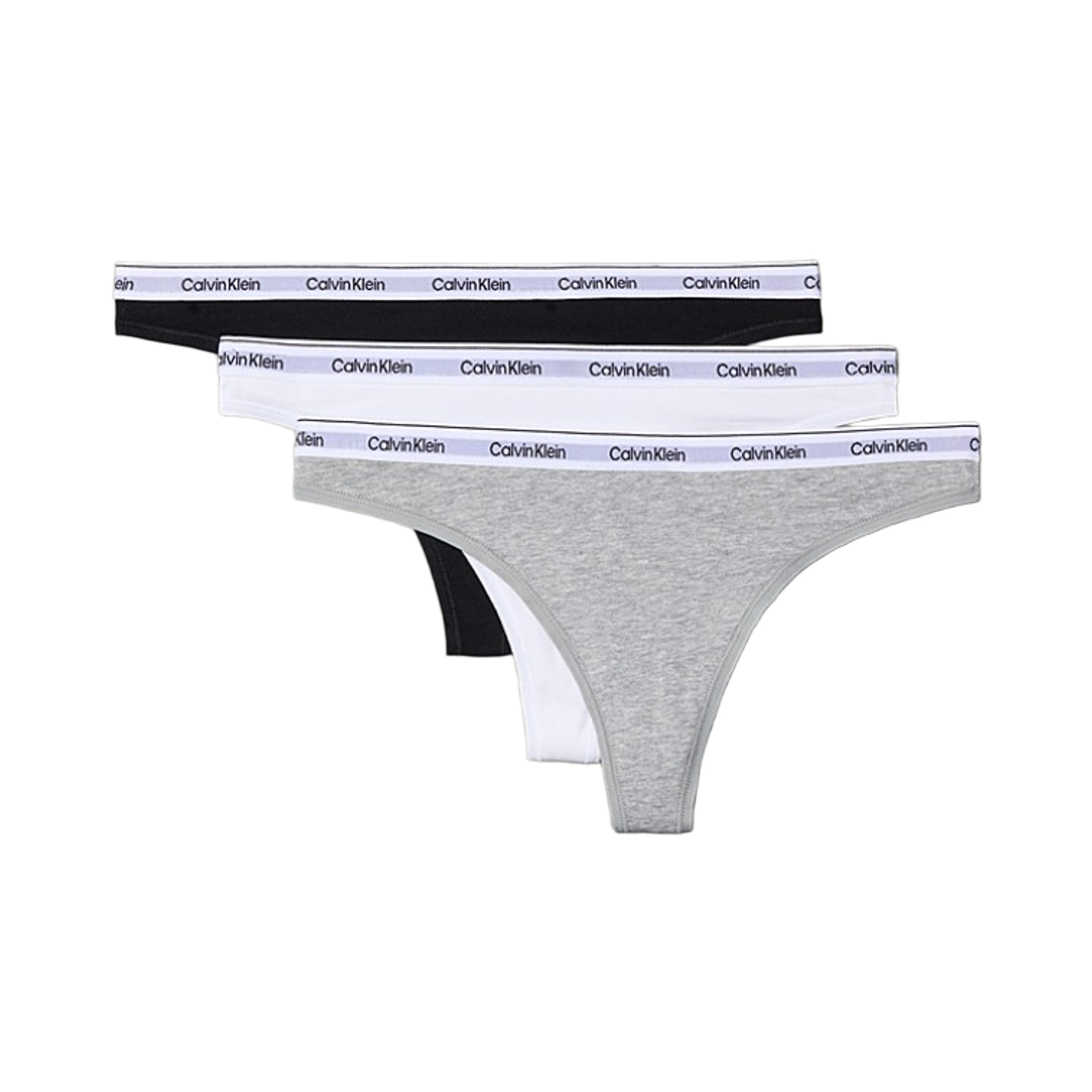 (W) 캘빈 클라인 아이콘 로고 3팩 통 블랙 화이트((W) Calvin Klein Icon Logo 3-pack Thongs Black White)