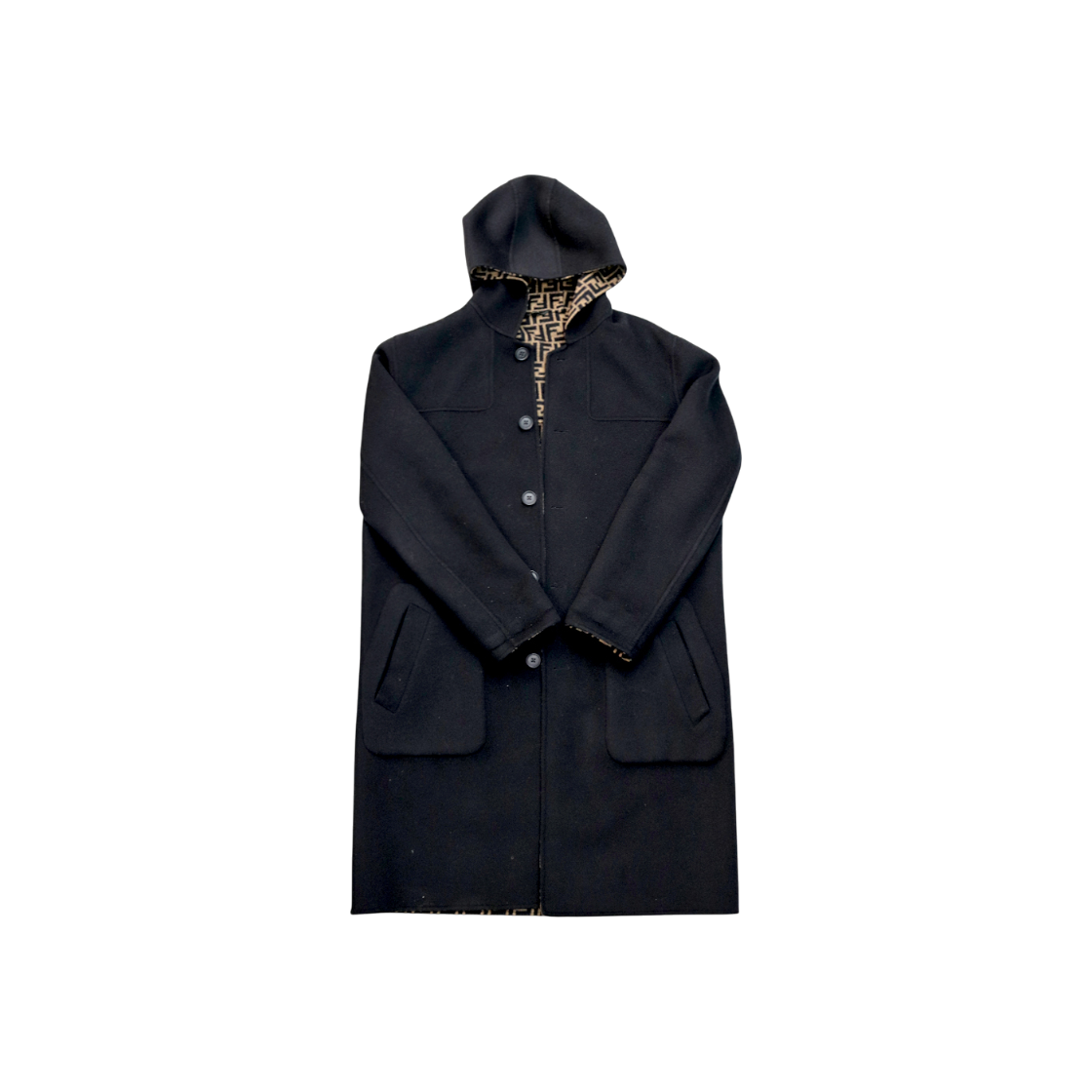ITCJUWHN2NB6 Fendi Black Juka Reversible Coat A-C40487