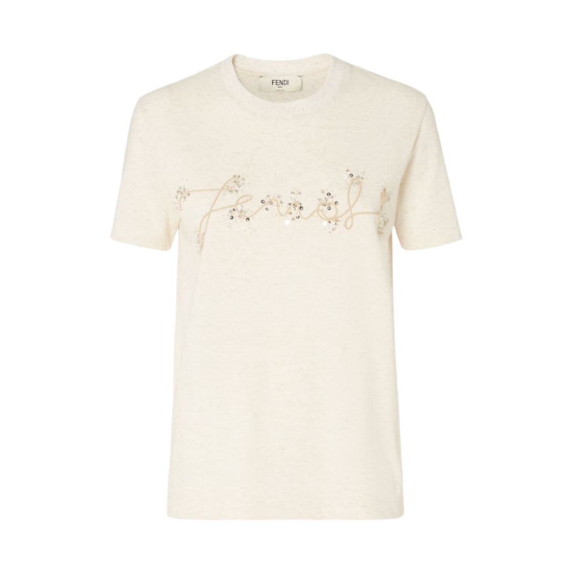 FS7254ASMHF1SAZ (W) Fendi Linen Cotton T-Shirt Beige