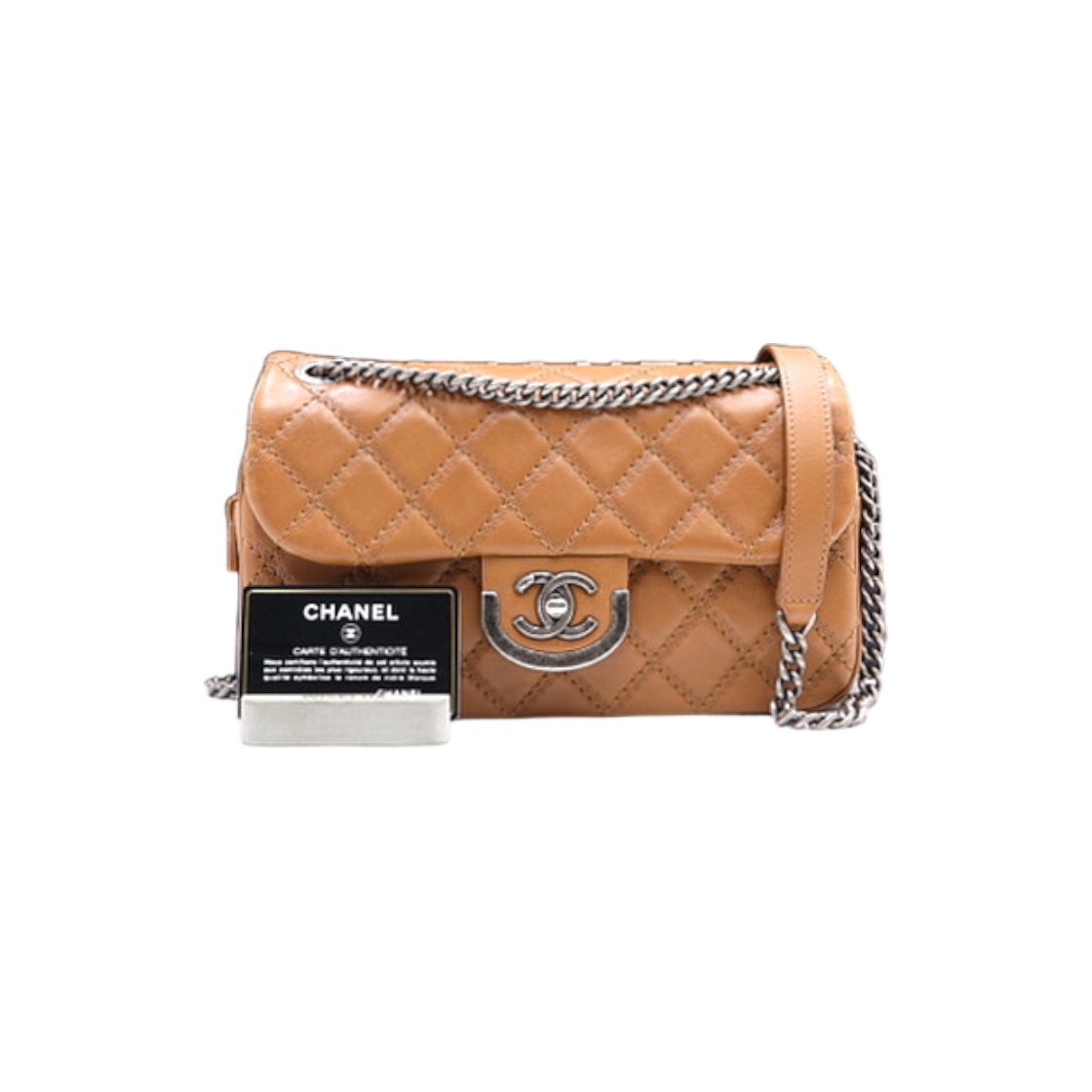 ITWUVF5WWOAW Chanel Limited Edition Shiba Flap Calfskin Tassel Zip Silver Chain Shoulder and Crossbody Bag