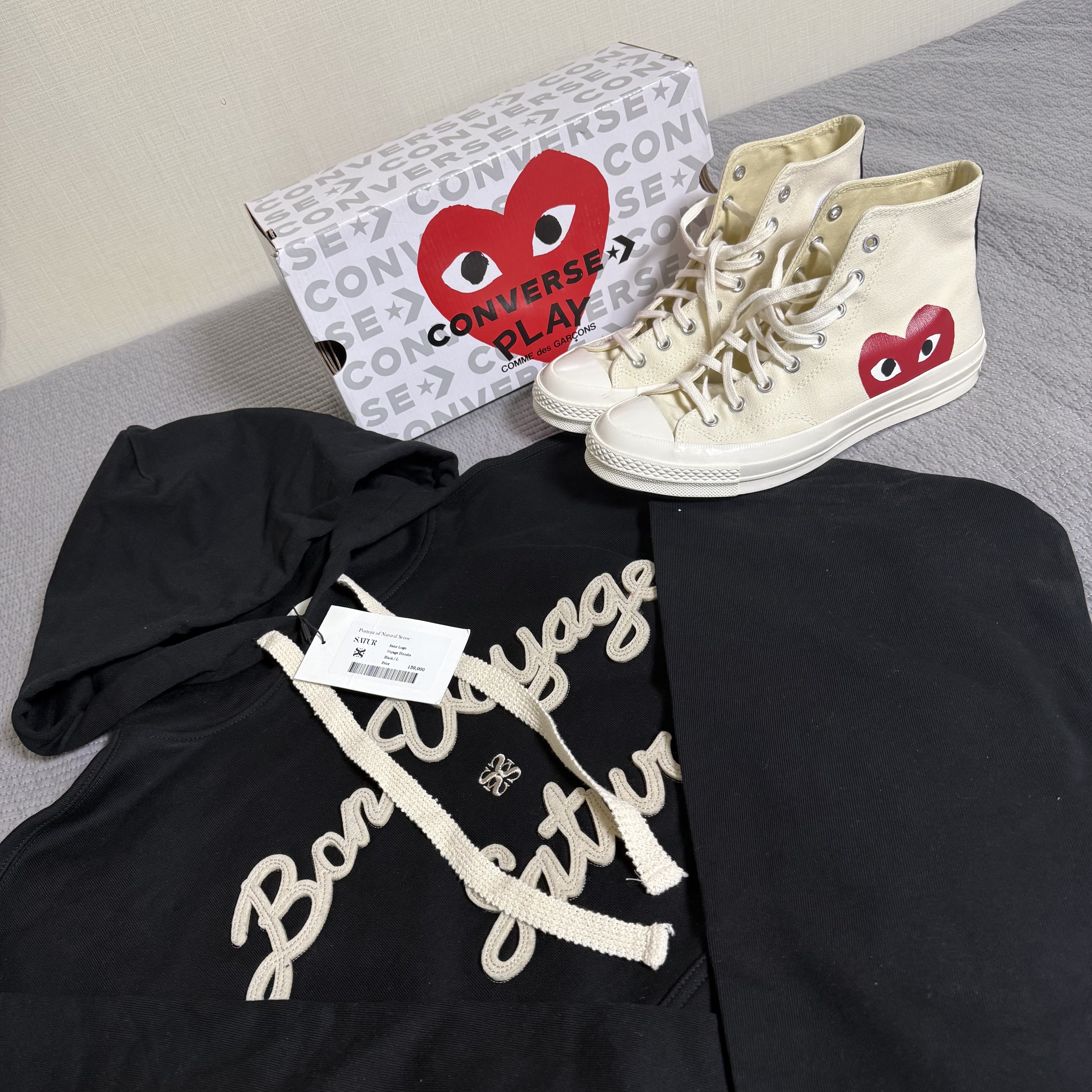 Converse x Play Comme des Garcons Chuck 70 Hi White 착용 스타일
