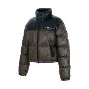 BORN TO WIN W Silver B Glossy Crop Puffer Down Leopard