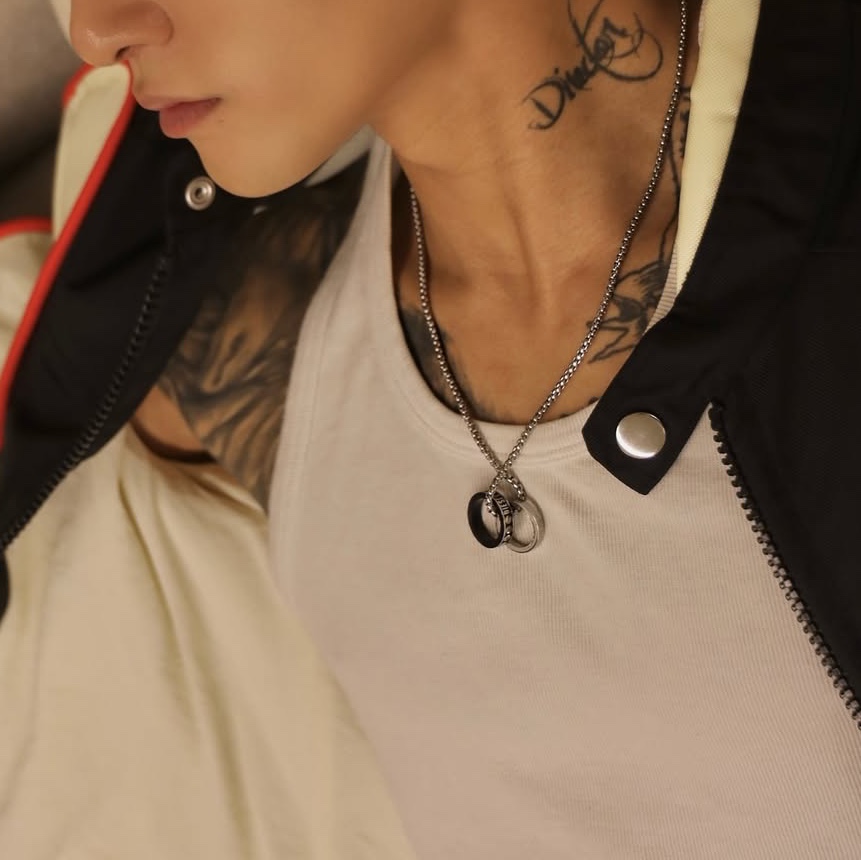 Diesel Dx1168040 Stainless Steel Double Pendant Necklace Silver 착용 스타일
