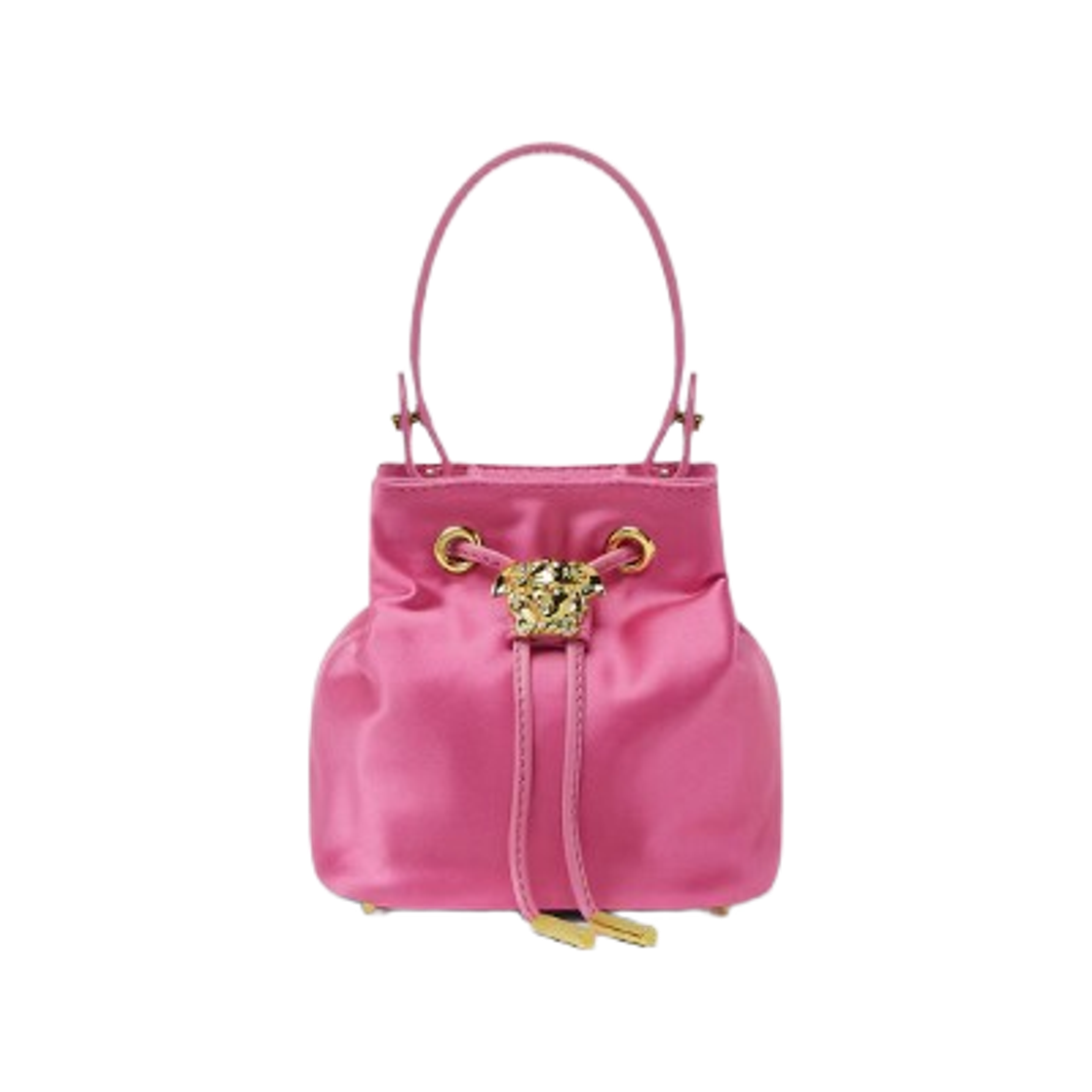 1017754-1A11479-1PV9V Versace La Medusa Satin Mini Bucket Bag Pink