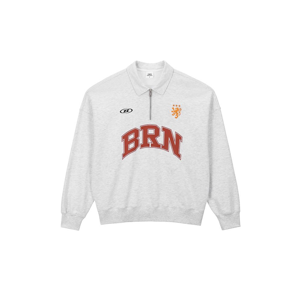 본투윈 BRN 아치 하프 집업 스웻셔츠 화이트그레이