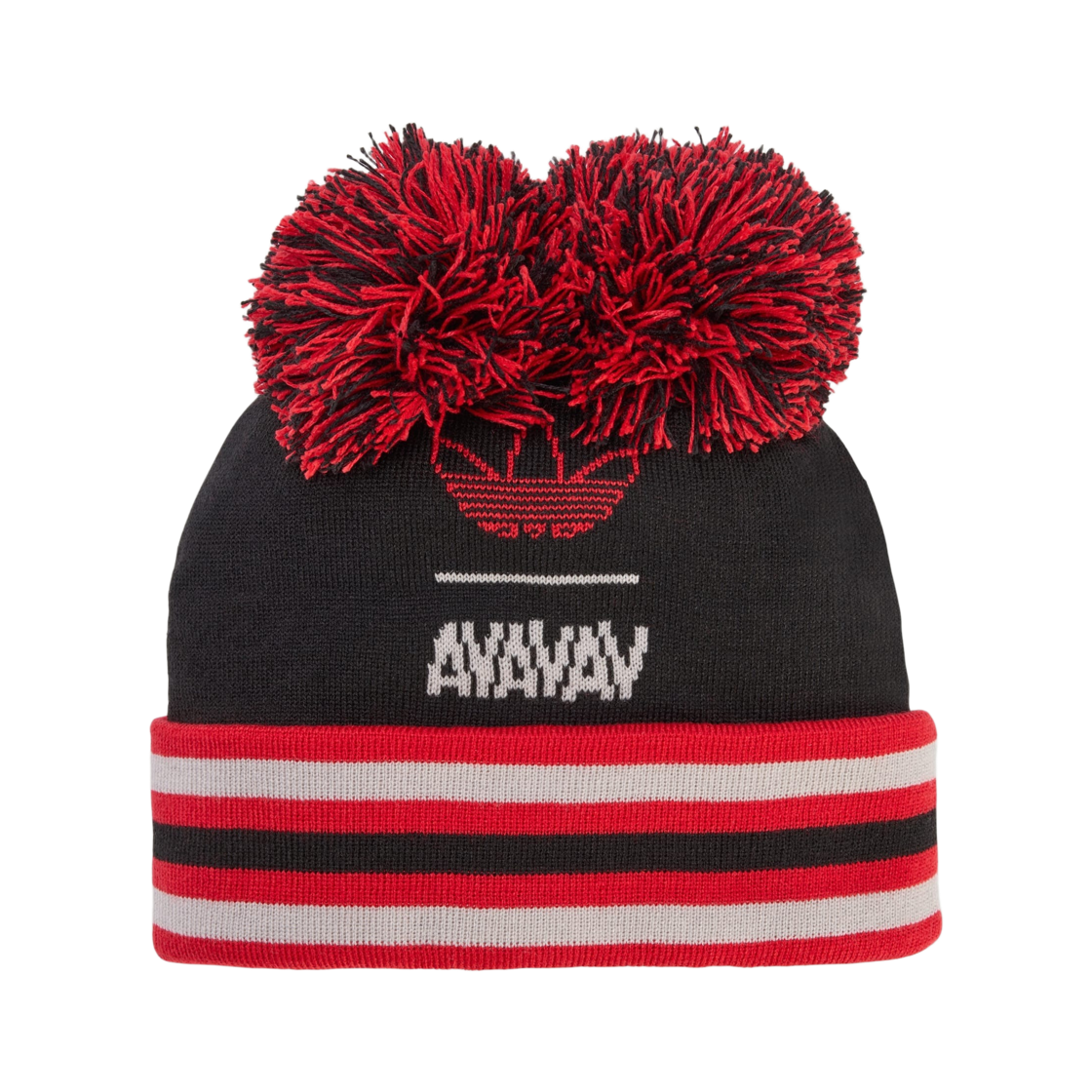 아디다스 x 아바바브 수베니어 폼 폼 비니 블랙 베러 스칼렛(Adidas x Avavav Souvenir Pom Pom Beanie Black Better Scarlet)