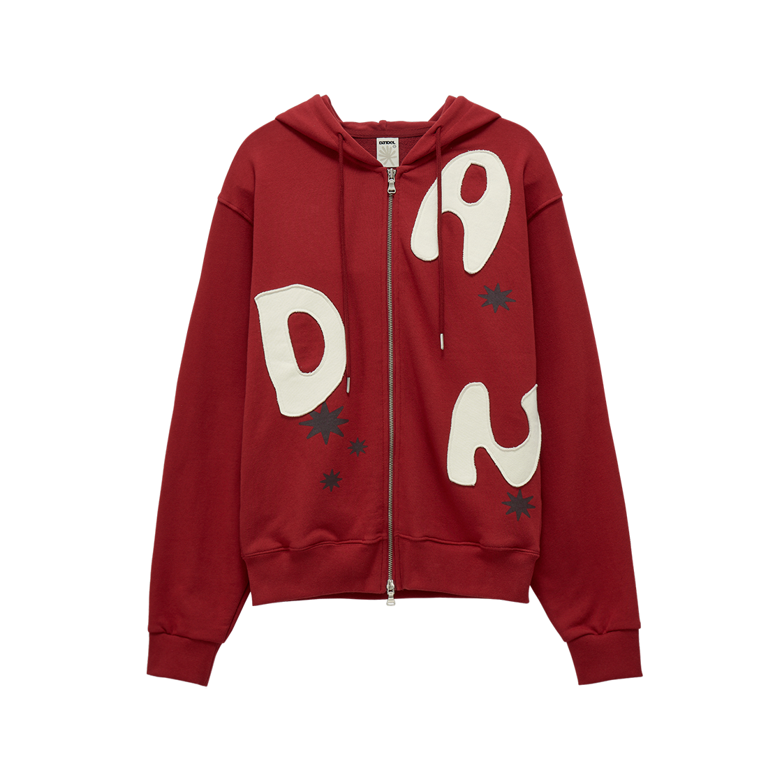 단델 타입 아플리케 후디 집업 레드