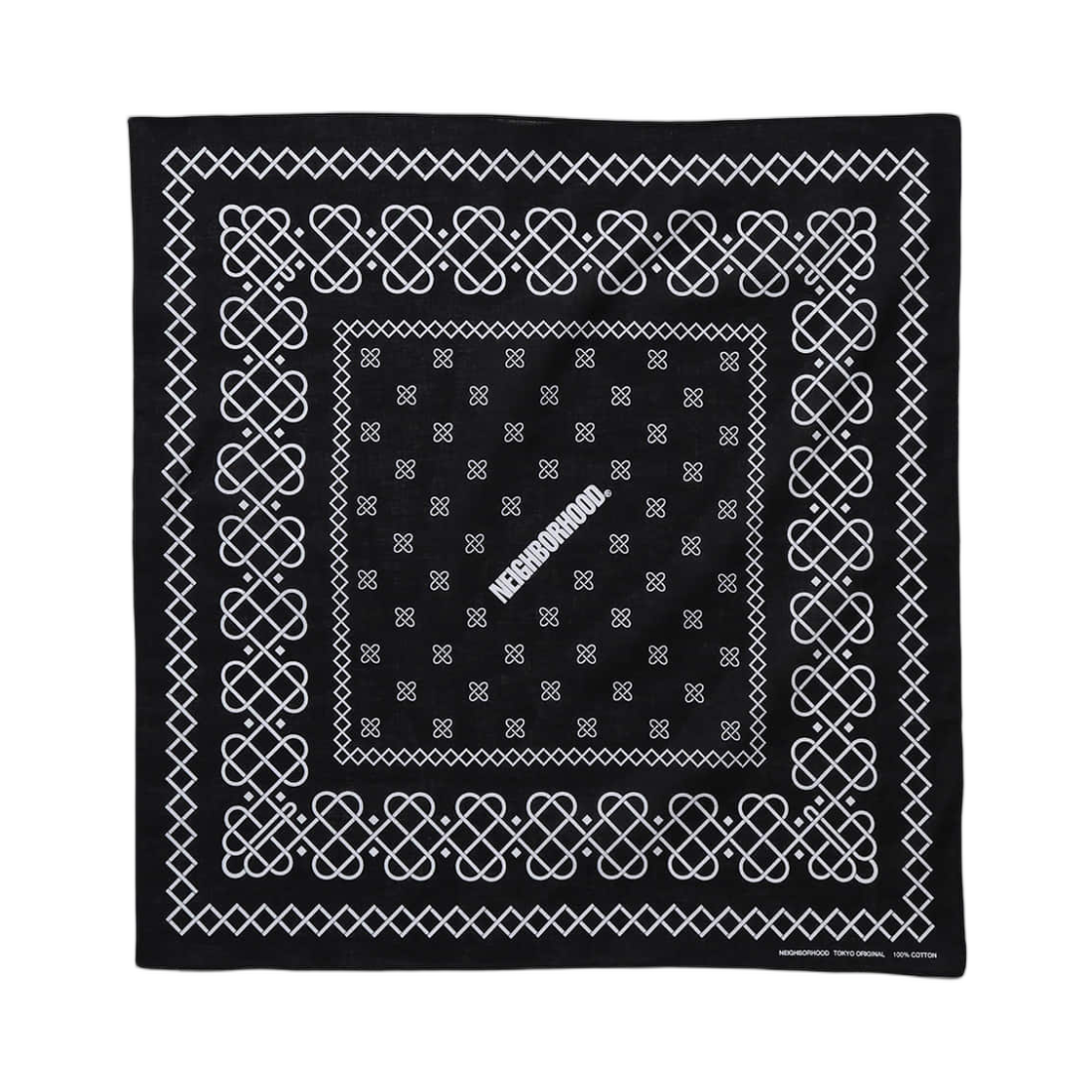 네이버후드 라인 패턴 반다나 블랙(Neighborhood Line Pattern Bandana Black)