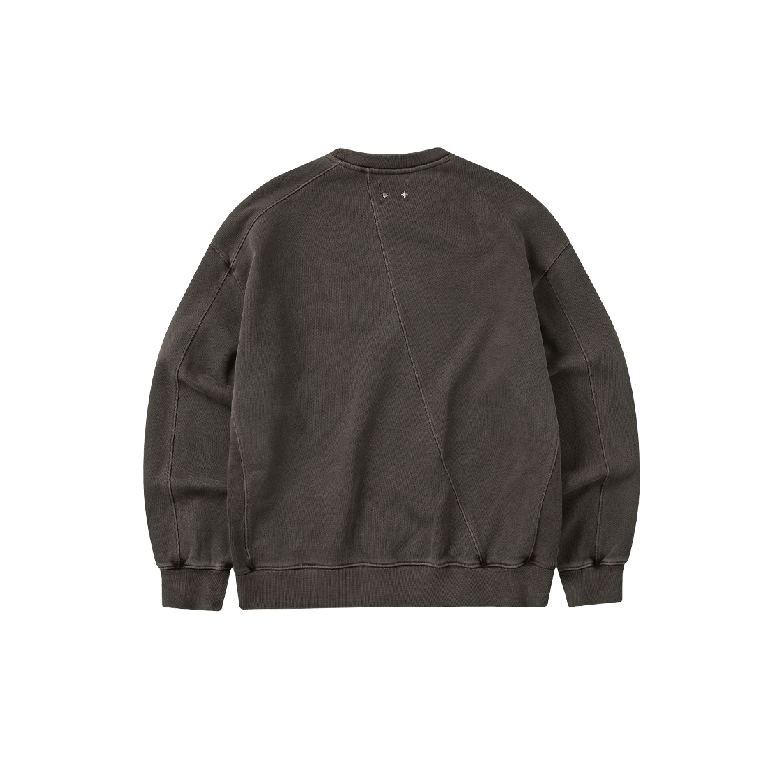 리오므 언발란스 절개 피그먼트 헤비 스웻셔츠 차콜브라운(Riomeu Unbalanced Incision Pigmentation Heavy Sweatshirt Charcoal Brown)
