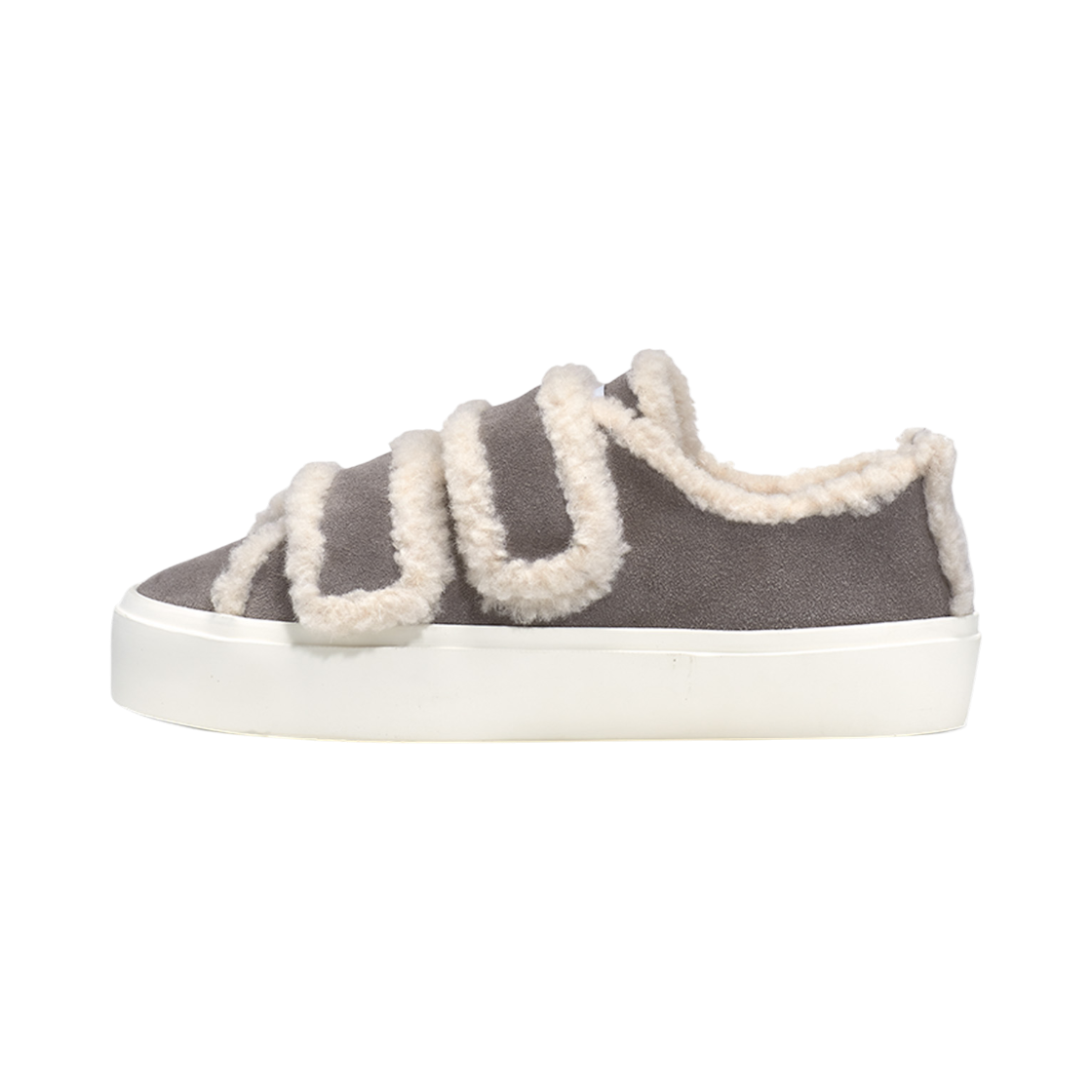 이누이키 여성 그레이 시어링 벨크로 스니커즈(INUIKII Women Gray Shearling Velcro Sneakers) - 2