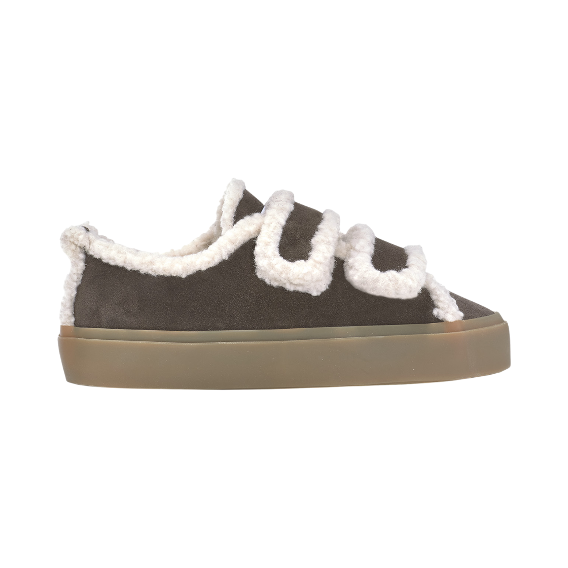 이누이키 여성 진한 브라운 시어링 벨크로 스니커즈(INUIKII Women Dark Brown Shearling Velcro Sneakers)