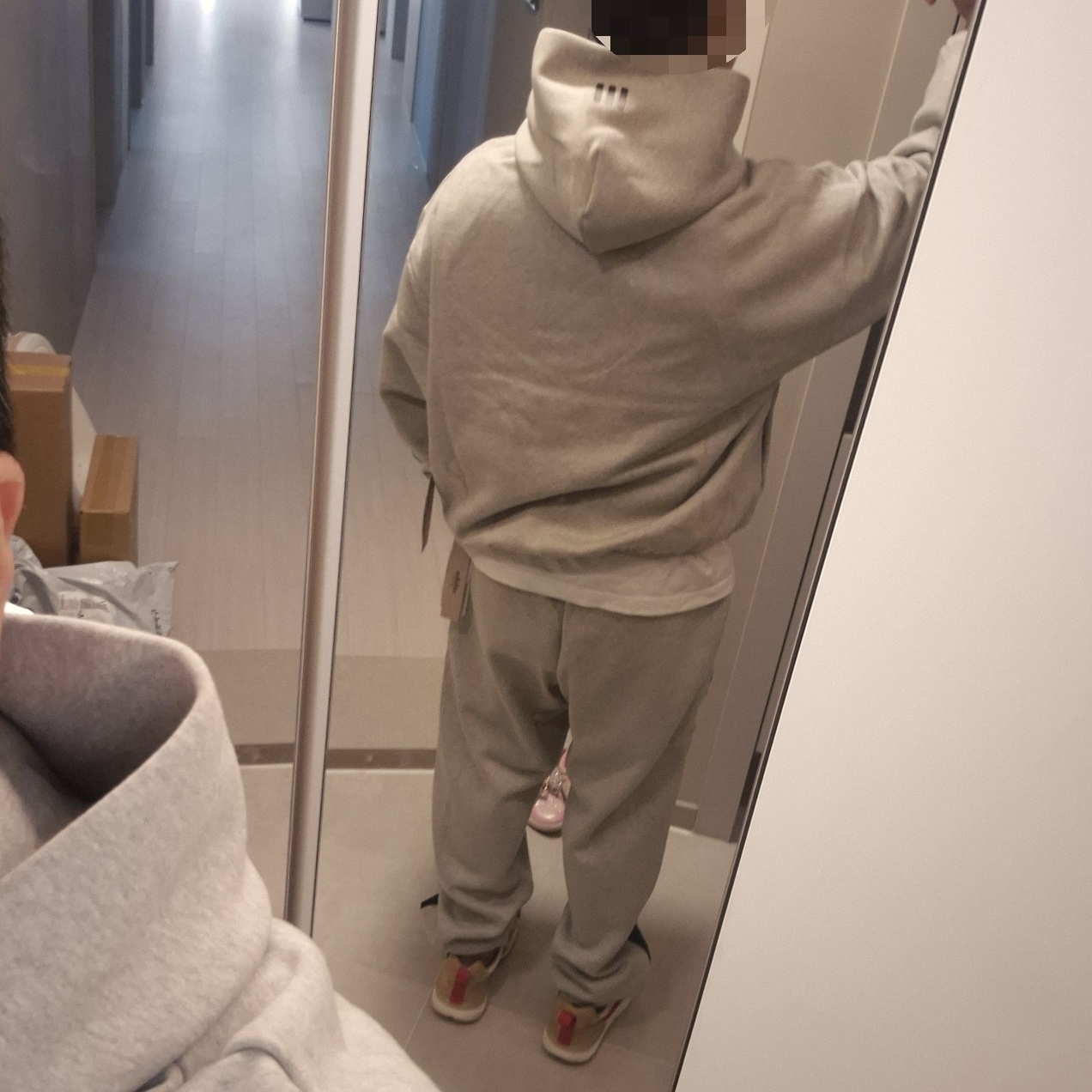 Adidas x Fear of God Athletics Cotton Fleece Hoodie Medium Grey Heather - KR Sizing 착용 스타일 - 4