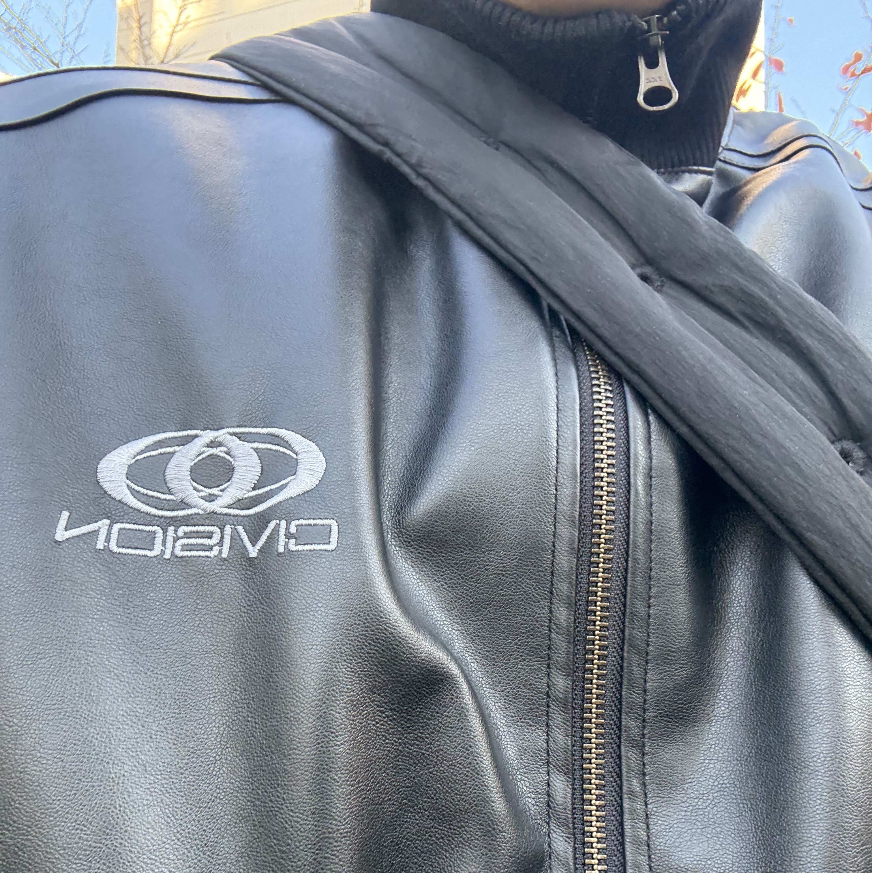 Civision by CSC Artificial Leather Bomber Jacket Black 착용 스타일
